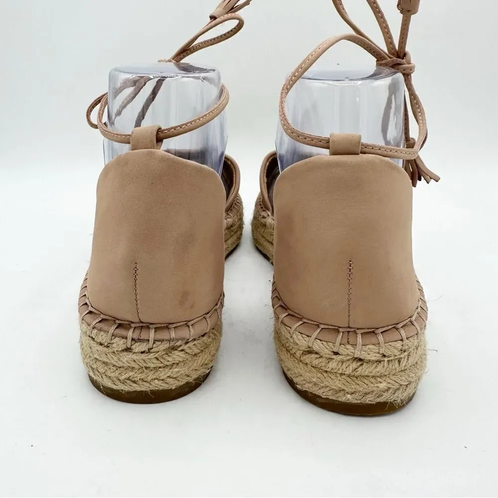 Splendid Women's Edna Ankle Tie‎ Blush Nubuck Suede Espadrille Sandals Size 8M